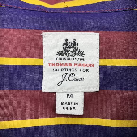 J.Crew Thomas Mason Shirting Billow Sleeve Perfect Shirt Sz M Maroon Blue Yellow - Picture 5 of 7